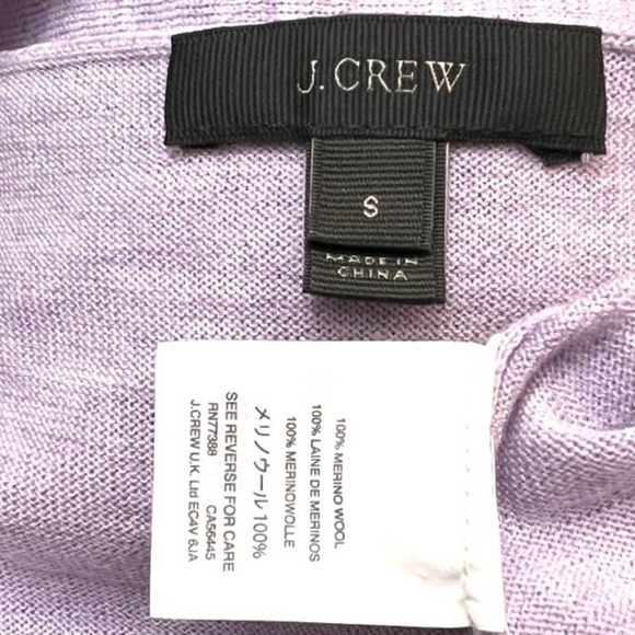 J. CREW LAVENDER MERINO WOOL COLD SHOULDER SWEATER WITH BOWS SIZE SMALL - Picture 11 of 11
